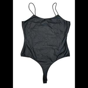 Fashion Nova Body Suit Extra Large Black Faux Leather Tank Top